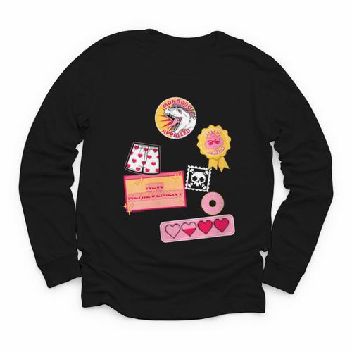 Dungeon Crawler Carl Colorful Sticker Collage LitRPG Book Youth Long Sleeve Tee - Bookorys CA