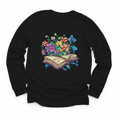 Enchanted Open Book With Blooming Flowers Youth Long Sleeve Tee - Bookorys DE