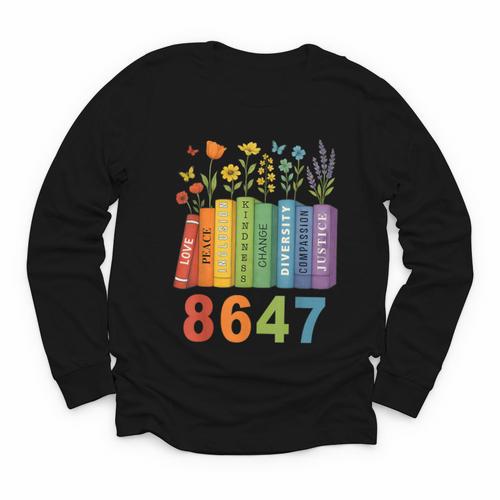 Equal Rights Book Flower Resist 86 47 Feminist Women Rights Youth Long Sleeve Tee - Bookorys