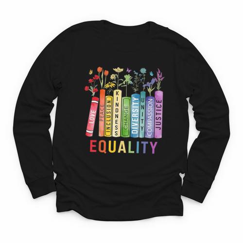 Equality Books Peace Love Compassion LGBT Gay Lesbian Pride Youth Long Sleeve Tee - Bookorys DE