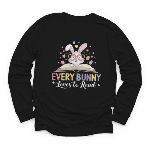Every Bunny Loves To Read Book Lover Bookworm Rabbit Easter Youth Long Sleeve Tee - Bookorys