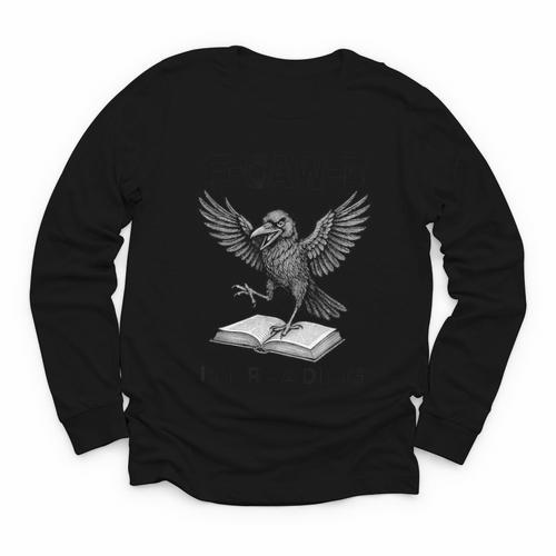 F-Caw-F Crow Book Lovers Vintage Bookish Bird Youth Long Sleeve Tee - Bookorys