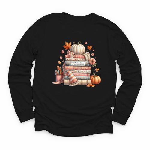 Fall Colors s I Love Fall s Books & Pumpkins Youth Long Sleeve Tee - Bookorys AU