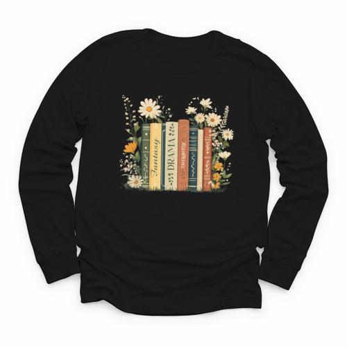 Fantasy Drama Tragedy Book Floral Subtle Youth Long Sleeve Tee - Bookorys UK
