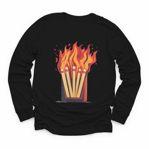 Flames And Lighter Costume For Matchbook Lovers Youth Long Sleeve Tee - Bookorys