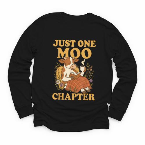 Floral Cow Reading Pun Just One More Chapter Cozy Book Lover Youth Long Sleeve Tee - Bookorys DE
