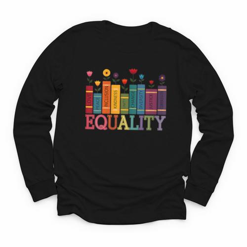 Floral Flower Book Equality Human Rights Women's Rights Youth Long Sleeve Tee - Bookorys