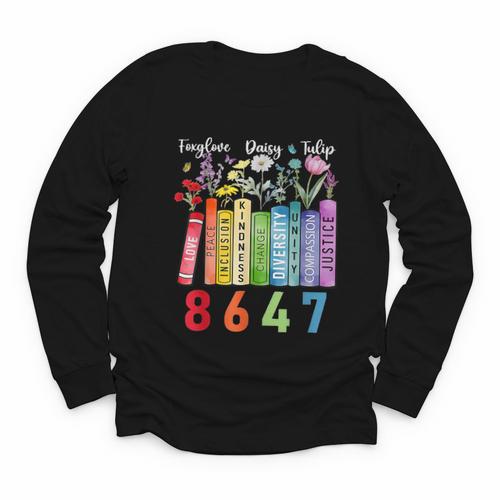 Floral Foxglove Daisy Tulip 8647 Books Lover Blooming Flower Youth Long Sleeve Tee - Bookorys UK
