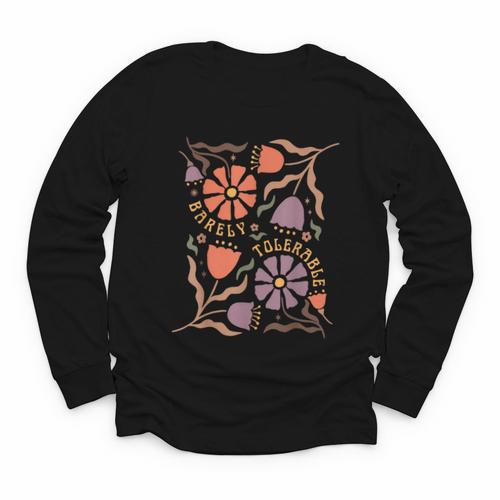 Floral Pride & Prejudice Barely Tolerable Book Lover Bookish Youth Long Sleeve Tee - Bookorys