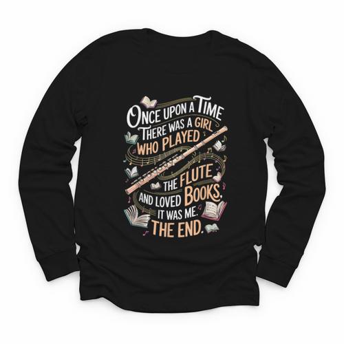 Flute And Books Marching Band Musician Flutist Flute Player Youth Long Sleeve Tee - Bookorys CA