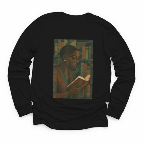 Geometric History Educated Women Teacher Book Melanin Youth Long Sleeve Tee - Bookorys CA