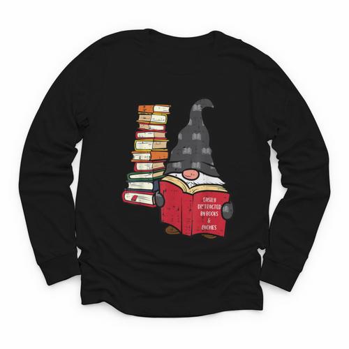 Gnome Read Reading Book Librarian Across America Women Kids Youth Long Sleeve Tee - Bookorys