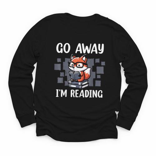 Go Away I'm Reading Book Reader Cute Fox Librarians Youth Long Sleeve Tee - Bookorys DE