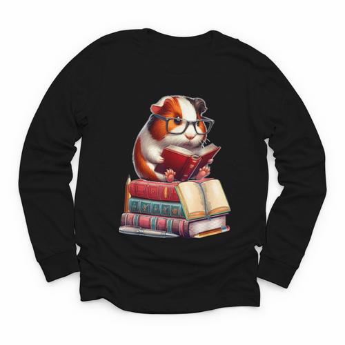 Guinea Pig Reading Books Matching Bookworm Readers Librarian Youth Long Sleeve Tee - Bookorys
