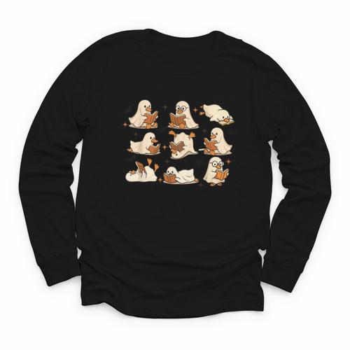 Halloween Ghost Book Lover Youth Long Sleeve Tee - Bookorys AU