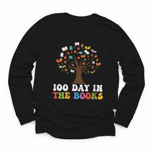 Happy 100 Days In The Books Reading Celebration Graphic Tees Youth Long Sleeve Tee - Bookorys