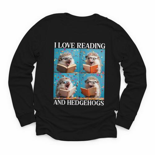 Hedgehog Love Reading And Hedgehogs Child Book Lover Youth Long Sleeve Tee - Bookorys CA