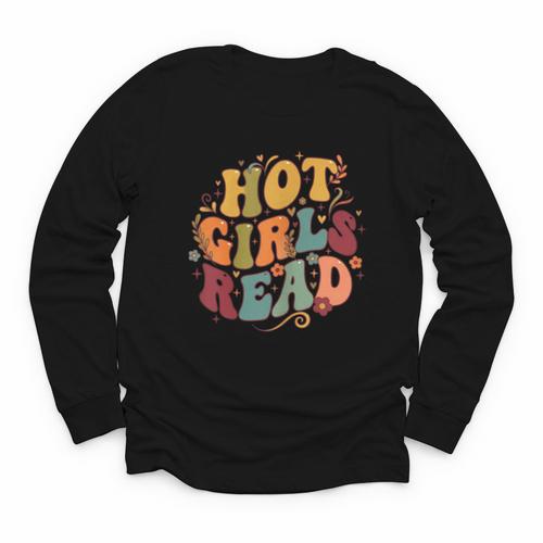 Hot Girls Read Aesthetic Book Lover Reading Youth Long Sleeve Tee - Bookorys