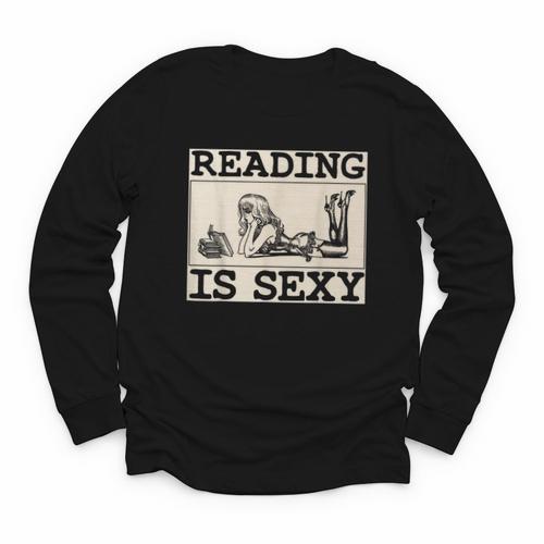 Hot Pin Up Girl Comic Book Vintage Reading Is Sexy Youth Long Sleeve Tee - Bookorys