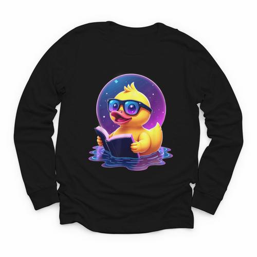 Humor Rubber Duck Reading Book Youth Long Sleeve Tee - Bookorys