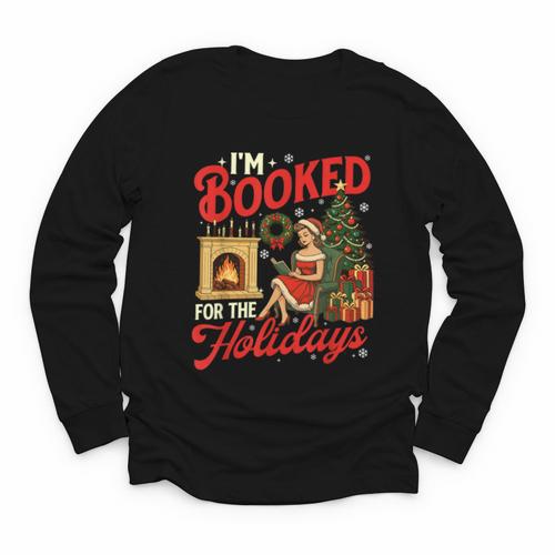 I'm Booked For The Holidays Christmas Reading Bookworm Xmas Youth Long Sleeve Tee - Bookorys