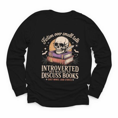 Introverted But Willing To Discuss Books Cozy Aesthetic Youth Long Sleeve Tee - Bookorys
