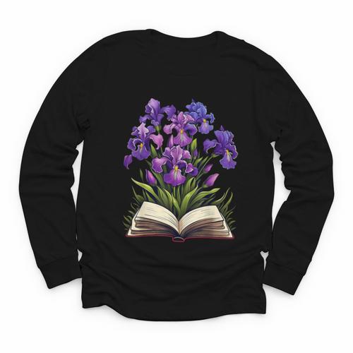 Irises Flowers Book Iris Floral Youth Long Sleeve Tee - Bookorys CA