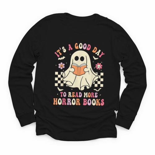 It's A Good Day To Read More Horror Books Halloween Youth Long Sleeve Tee - Bookorys CA