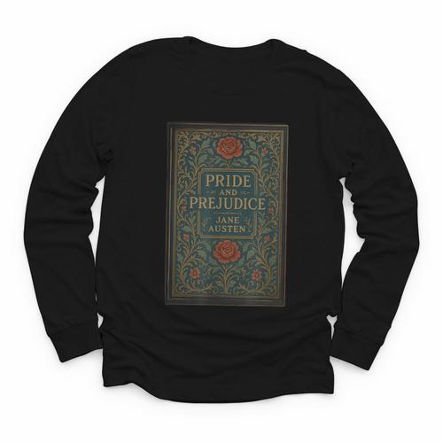 Jane Austen Pride And Prejudice Cover Mr Darcy Book Lovers Youth Long Sleeve Tee - Bookorys