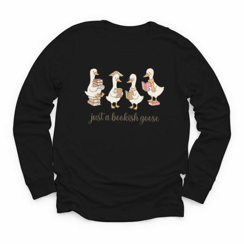 Just A Bookish Goose Goose Book LoverSilly Goose Book Club Youth Long Sleeve Tee - Bookorys AU