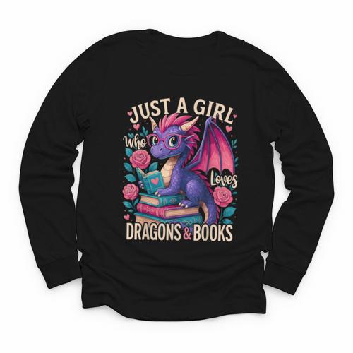 Just a Girl Who Loves Dragons And Books Dragon Youth Long Sleeve Tee - Bookorys DE