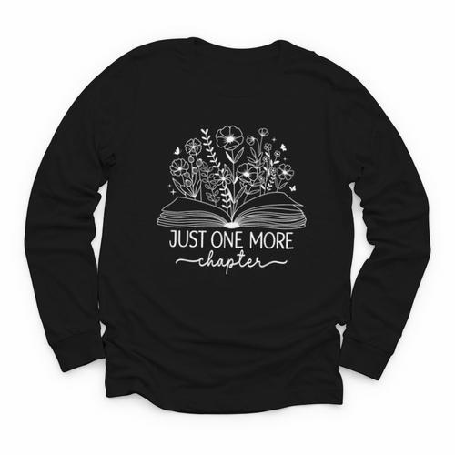 Just One More Chapter Bookish Book Reading Botanical Book Youth Long Sleeve Tee - Bookorys CA