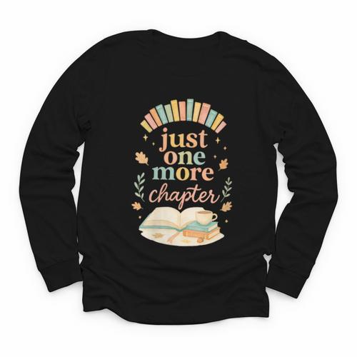 Just One More Chapter Cozy Book Lover Reading & Coffee Youth Long Sleeve Tee - Bookorys CA