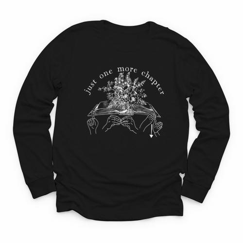 Just One More Chapter Deaf ASL Reading Book Librarian Youth Long Sleeve Tee - Bookorys
