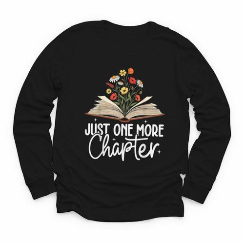 Just One More Chapter Floral Book Reading Girl Bookworm Youth Long Sleeve Tee - Bookorys UK