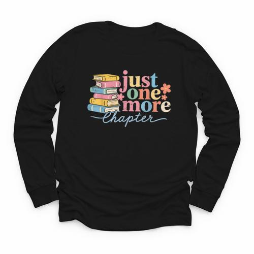 Just One More Chapter Floral Book Reading Teacher Bookworm Youth Long Sleeve Tee - Bookorys