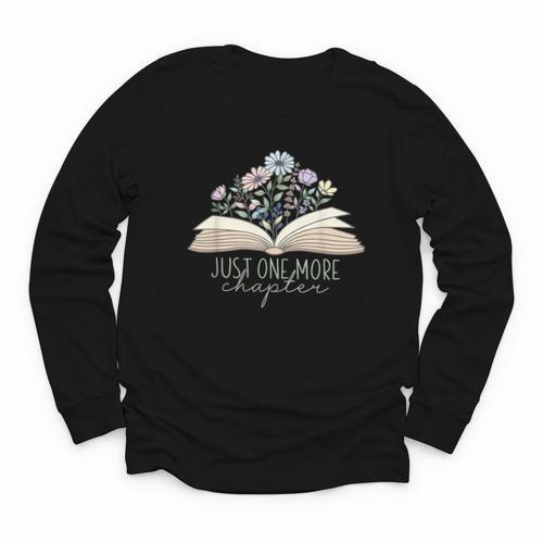 Just One More Chapter Floral Book Wildflower Aesthetic Art Youth Long Sleeve Tee - Bookorys DE