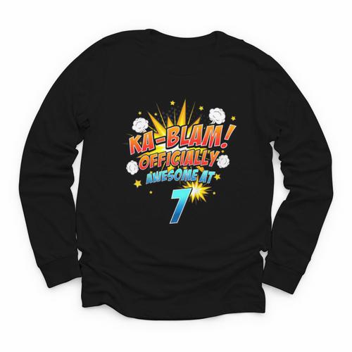 Kids Ka-Blam 7 Year Old Boys 7th Birthday Comic Book Super Hero Youth Long Sleeve Tee - Bookorys DE