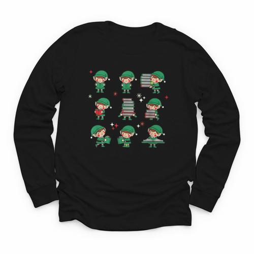 Librarian Book Lover Christmas Elf Reading Joy Youth Long Sleeve Tee - Bookorys CA