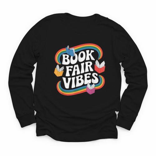 Library Book Fair Vibe Groovy Retro School Reading Nostalgic Youth Long Sleeve Tee - Bookorys UK