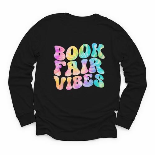 Library Book Fair Vibe Tie Dye School Reading Nostalgic Youth Long Sleeve Tee - Bookorys