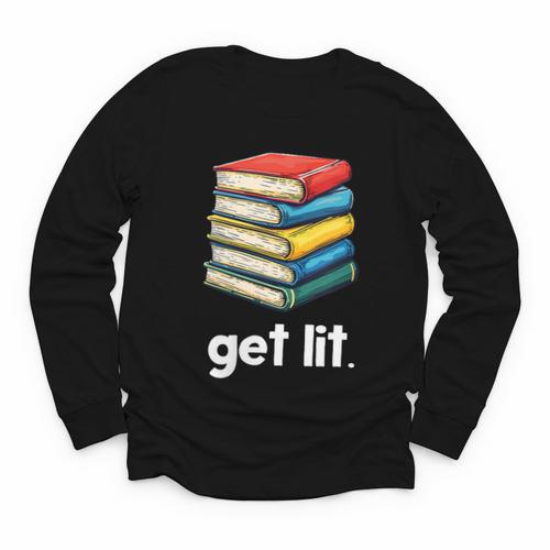 Get Lit With Books Youth Long Sleeve Tee - Bookorys