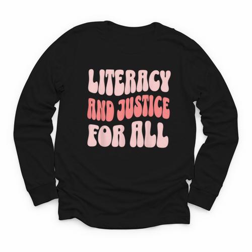 Literacy And Justice For All Book Lover Youth Long Sleeve Tee - Bookorys DE