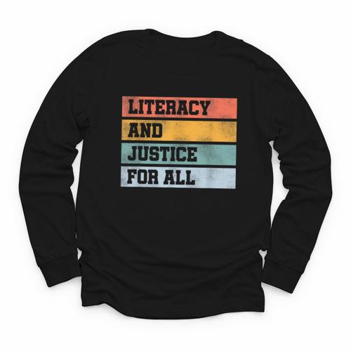 Literacy And Justice For All Stop Book Banning Banned Books Youth Long Sleeve Tee - Bookorys DE