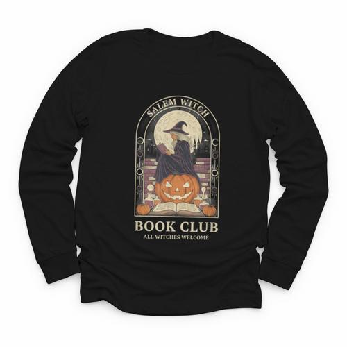 Literary Salem Witch Book Club All Witches Welcome Youth Long Sleeve Tee - Bookorys
