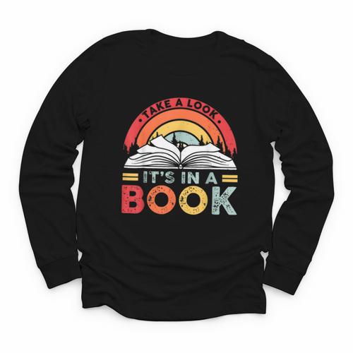 Take A Look It's In A Book Reading Book Vintage Rainbow Youth Long Sleeve Tee - Bookorys