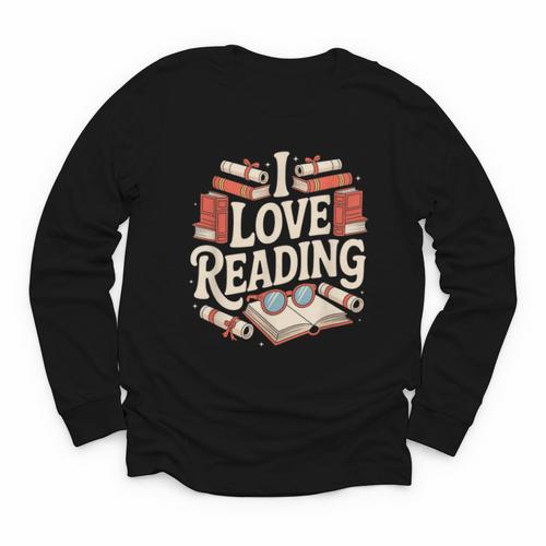 I Love Reading Books Literature Enthusiast Fun Youth Long Sleeve Tee - Bookorys DE