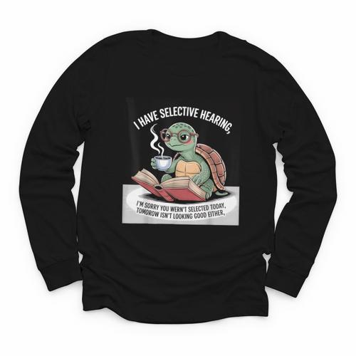 I Love Turtles Sea I Have Selective Hearing Coffee And Book Youth Long Sleeve Tee - Bookorys AU