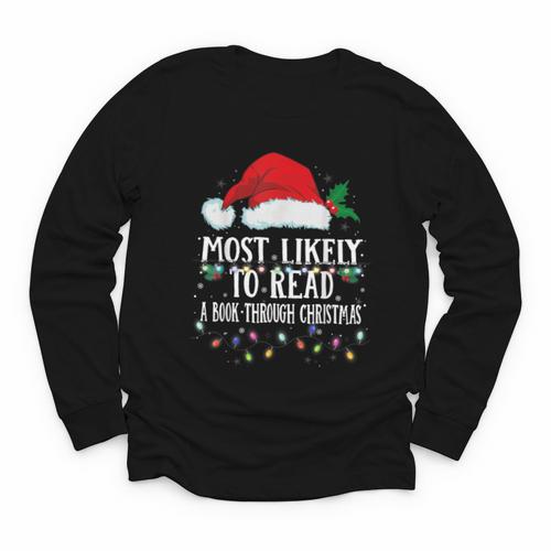 Matching Christmas PJS Most Likely To Read A Book Youth Long Sleeve Tee - Bookorys