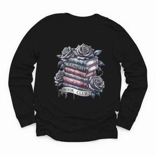 Morally Grey Book Club Floral Book Lover Graphic Youth Long Sleeve Tee - Bookorys